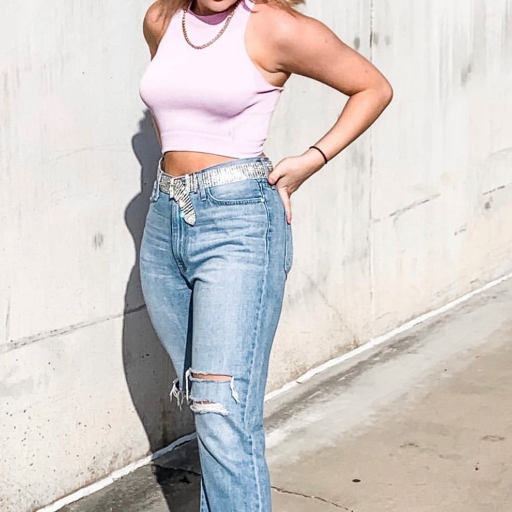 OS Lilac Halter Crop Top